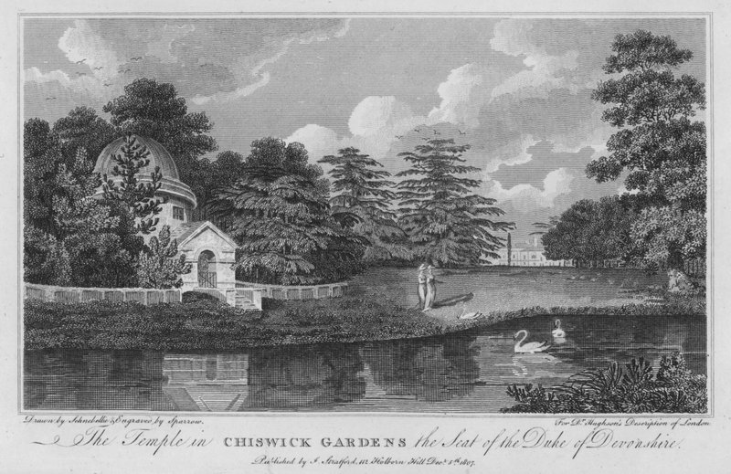 The Temple in Chiswick Gardens the seat of the Duke of Devonshire by Robert Blemell (after) Schnebbelie