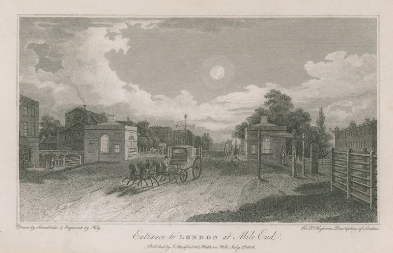 Entrance to London at Mile End by Robert Blemell Schnebbelie