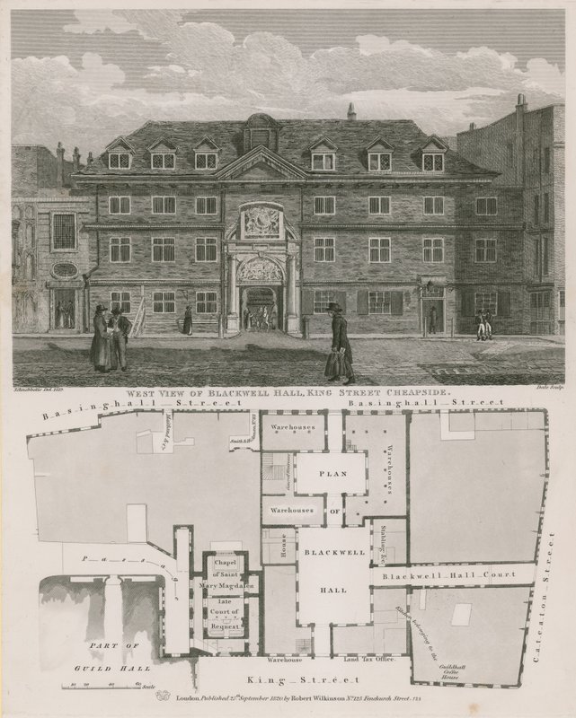 West View of Blackwell Hall, King Street, Cheapside by Robert Blemell Schnebbelie