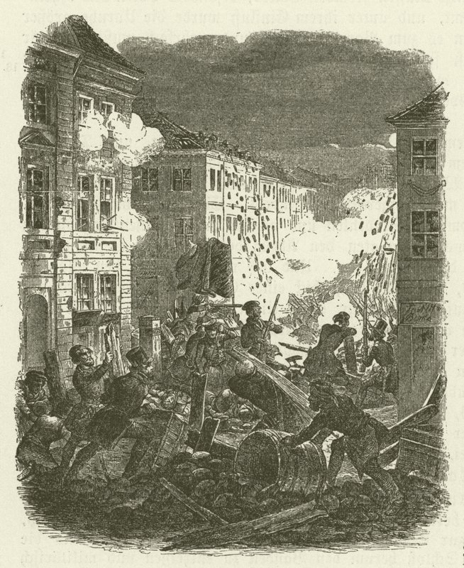 Fighting at a Barricade Outside Kolln Town Hall in Berlin on the Night of 18-19 March 1848 by Robert Kretschmer