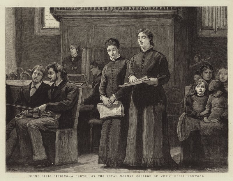 Blind Girls Singing, a Sketch at the Royal Normal College of Music, Upper Norwood by Robert Walker Macbeth