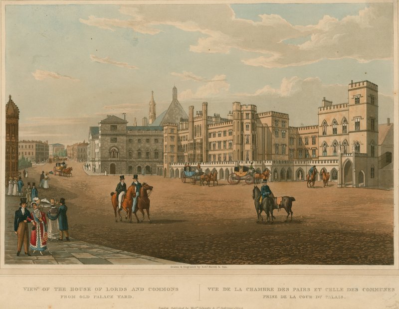 View of the Houses of Lords and Commons from Old Palace Yard by Robert the Elder and Younger Havell