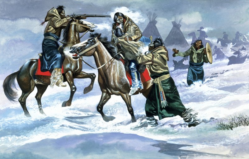 Indians in the Snow by Ron Embleton