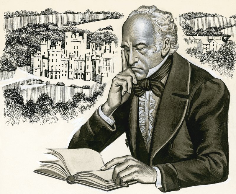 Unidentified Author with Home in Background by Ron Embleton