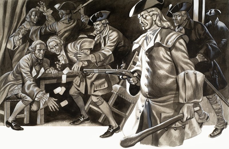 Unidentified robbery or raid on a gambling house by Ron Embleton