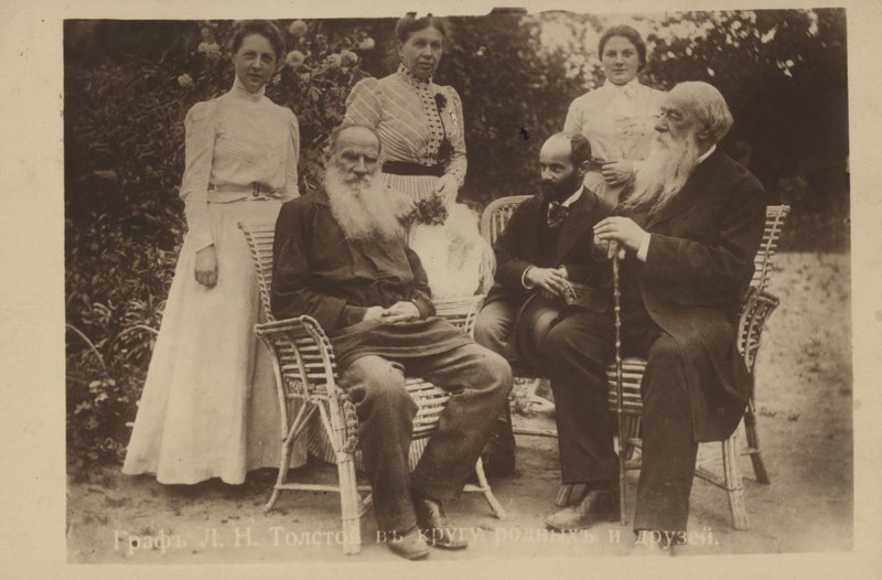 Leo Tolstoy with family and friends by Russian Photographer