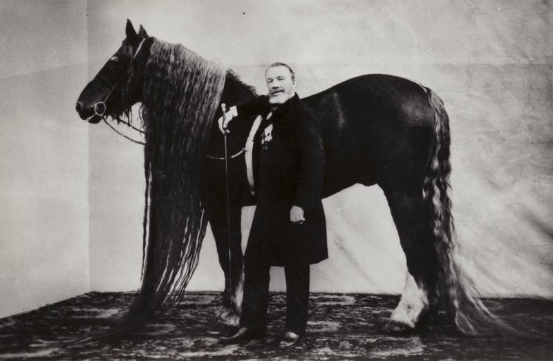 Russian Circus Performer Akim Nikitin with a Horse by Russian Photographer
