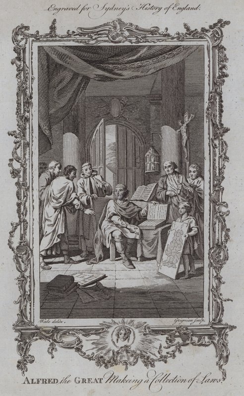Alfred the Great Making a Collection of Laws by Samuel (after) Wale
