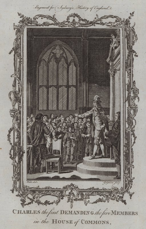Charles the first Demanding the five Members in the House of Commons by Samuel (after) Wale