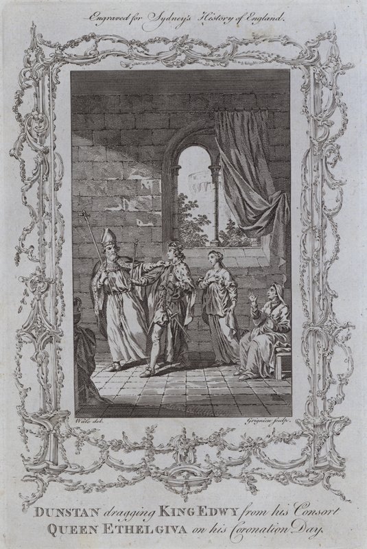 Dunstan dragging King Edwy from his Consort, Queen Ethelgiva on his Coronation Day by Samuel (after) Wale