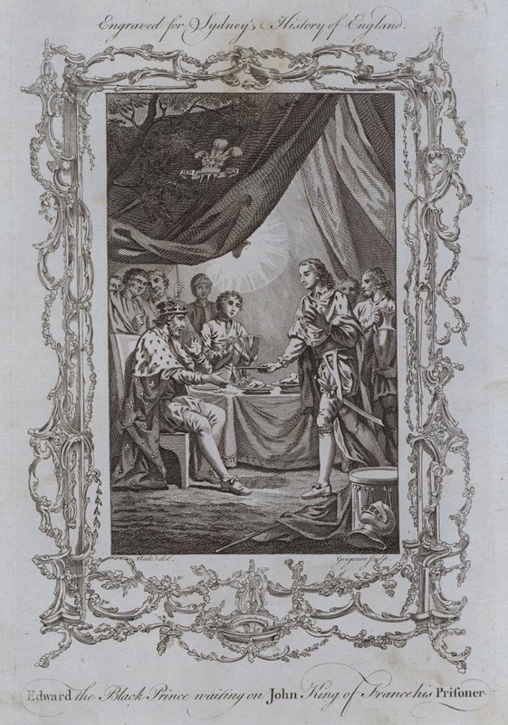 Edward the Black Prince waiting on John King of France his Prisoner by Samuel (after) Wale