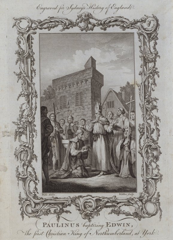 Paulinus baptizing Edwin, the first Christian King of Northumberland, at York by Samuel (after) Wale