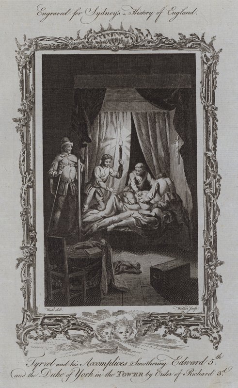 Tyrrel and his Accomplices Smothering Edward V and the Duke of York in the Tower by Order of Richard III by Samuel (after) Wale