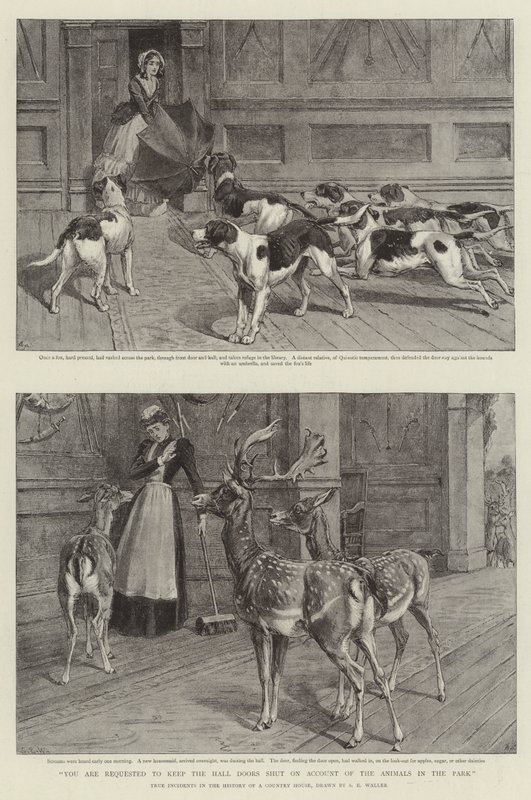 You are requested to keep the Hall Doors shut on Account of the Animals in the Park by Samuel Edmund (after) Waller