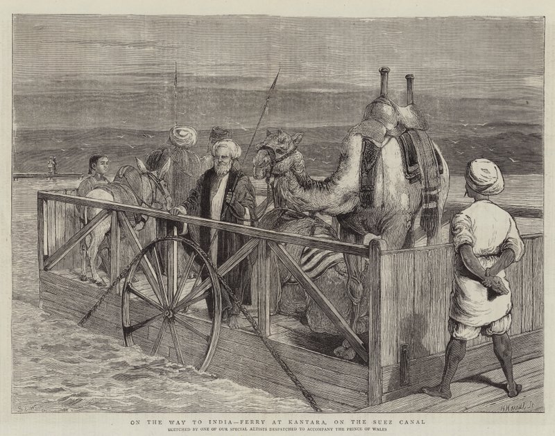 On the Way to India, Ferry at Kantara, on the Suez Canal by Samuel Edmund Waller