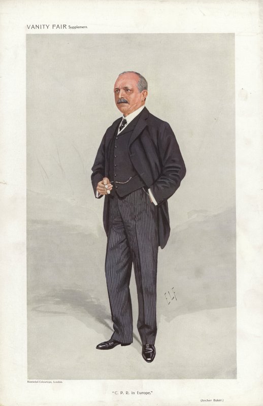 Archer Baker, C P R In Europe, Vanity Fair cartoon by Samuel Luke (after) Fildes