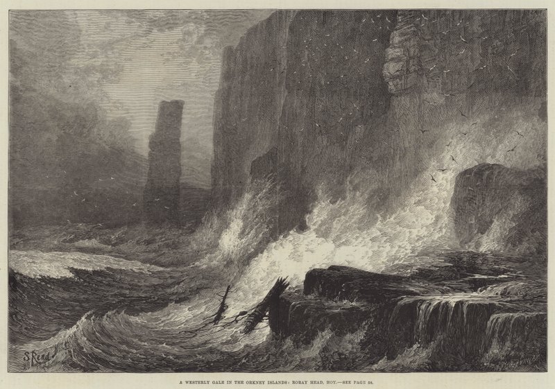 A Westerly Gale in the Orkney Islands, Roray Head, Hoy by Samuel Read