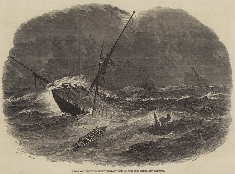 Wreck of the Floridian, Emigrant Ship, on the Long Sands, off Harwich by Samuel Read