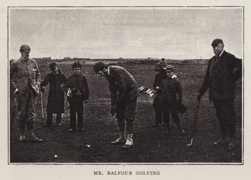 British Conservative politician Arthur Balfour playing golf by Scottish Photographer