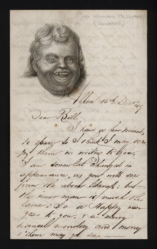 Letter Written on Writing Paper Bearing the Face of a Laughing Man by Scottish School