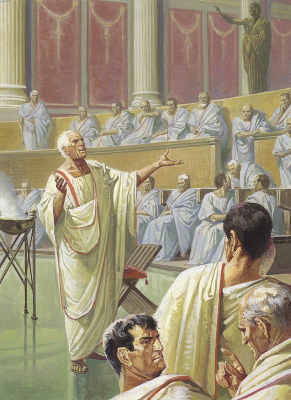 Cato warning his Senate colleagues about Carthage by Severino Baraldi