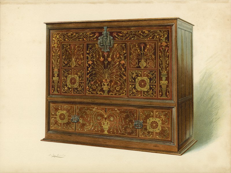 Cabinet Inlaid with Marqueterie, Property of Sir George Donaldson by Shirley Charles Llewellyn Slocombe