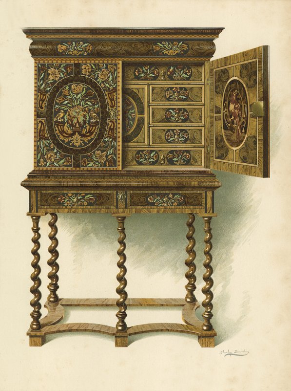 Walnut Cabinet Inlaid with Marqueterie, the Property of The Hon Charlotte Maria Lady North and R Eden Dickson by Shirley Charles Llewellyn Slocombe