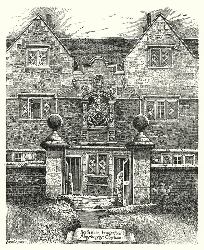 North Side, Hungerford Almshouses, Corsham (engraving) by Sidney Heath