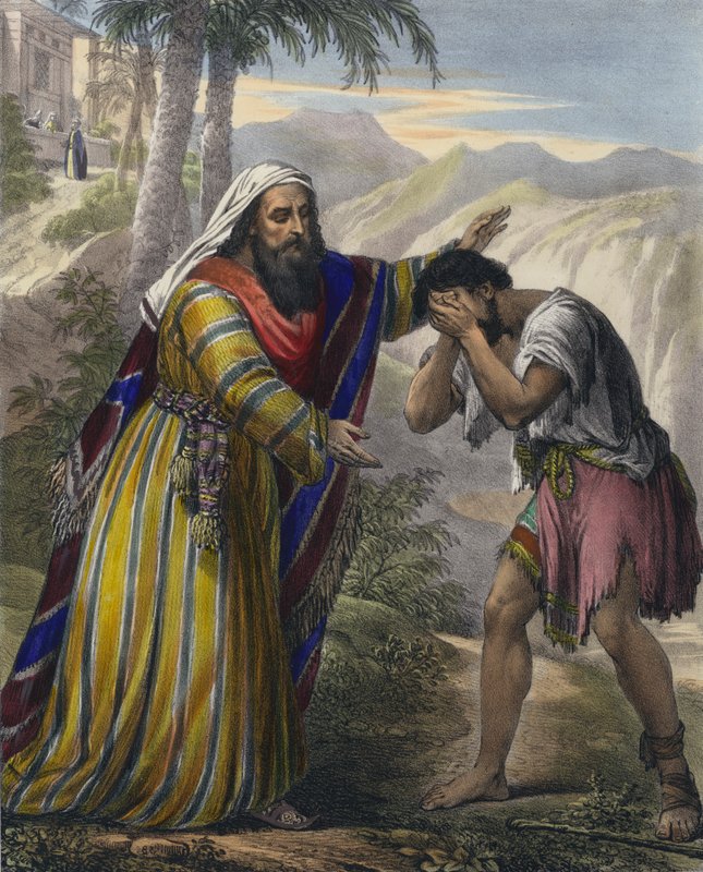 The Prodigal Son (coloured engraving) by Siegfried Detler Bendixen
