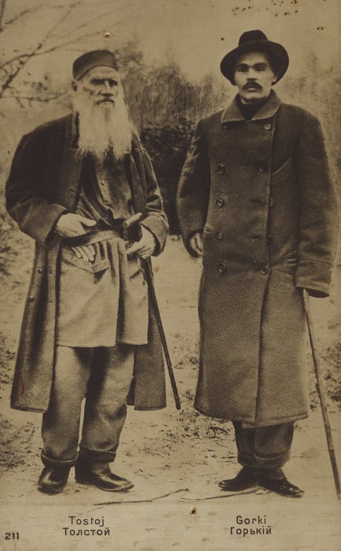 Russian authors Leo Tolstoy and Maxim Gorky, 1900 by Sophia Andreevna Tolstaya