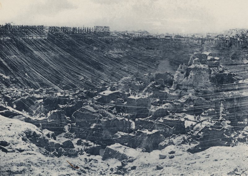 Scenes in the Old Days, Kimberley Mine in 1874 (b/w photo) by South African Photographer
