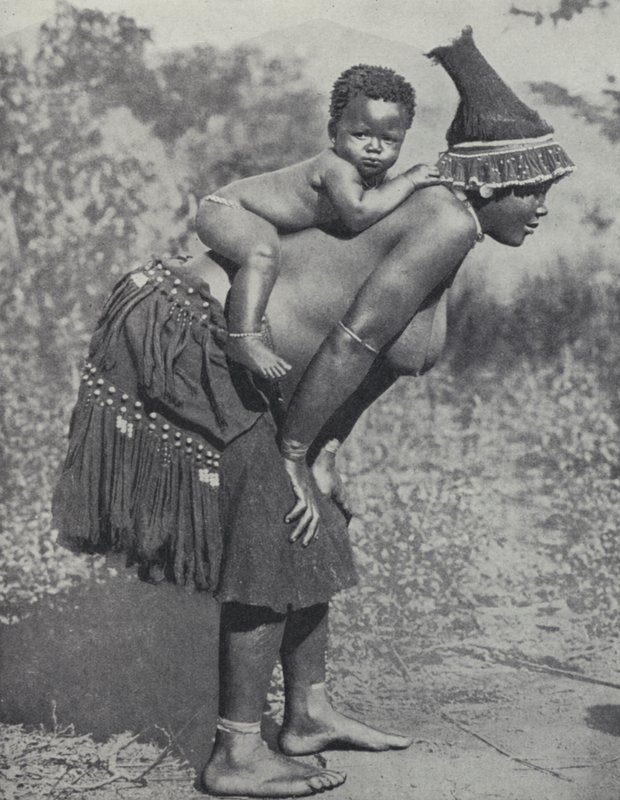 Woman Carrying Her Baby on Her Back, South Africa by South African Photographer