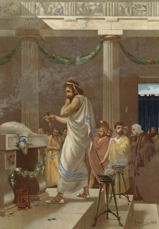 The Soothsayer Megistias Predicts the Fatal Outcome of the Battle of Thermopylae by Spanish School