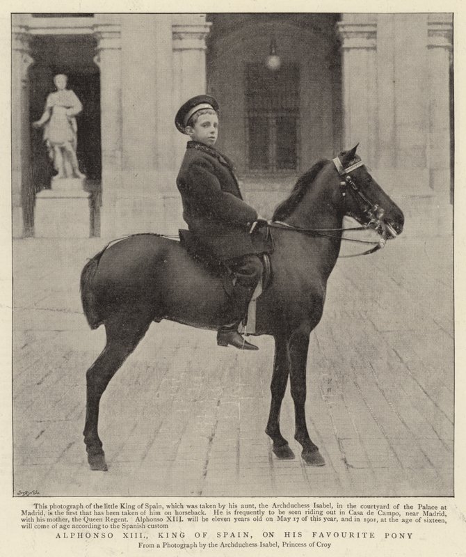 Alphonso XIII, King of Spain, on his favourite Pony by Spanish Photographer