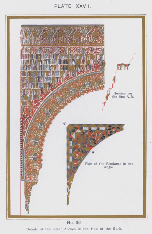 Details of the Great Arches in the Hall of the Bark by Spanish School