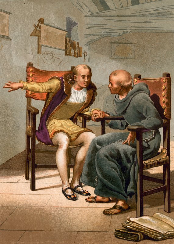 Meeting Between Columbus and P. Marchena on the Return of the First Voyage by Spanish School