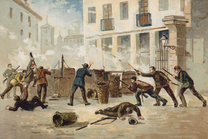 Members of the National Militia in Valencia refusing to disarm, Spain, 1873 by Spanish School