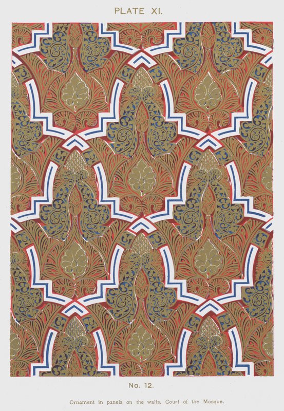 Ornament in panels on the walls, Court of the Mosque by Spanish School