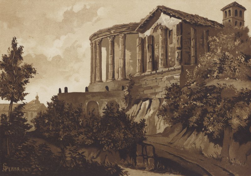 Roman Temples of Tiburtine Sibyl and Vesta, Tivoli, Italy by Spanish School