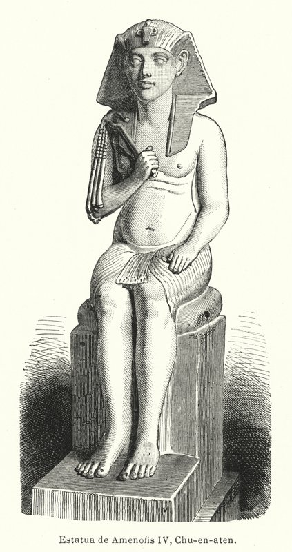 Statue of the Ancient Egyptian Pharaoh Amenhotep IV (Akhenaten) by Spanish School