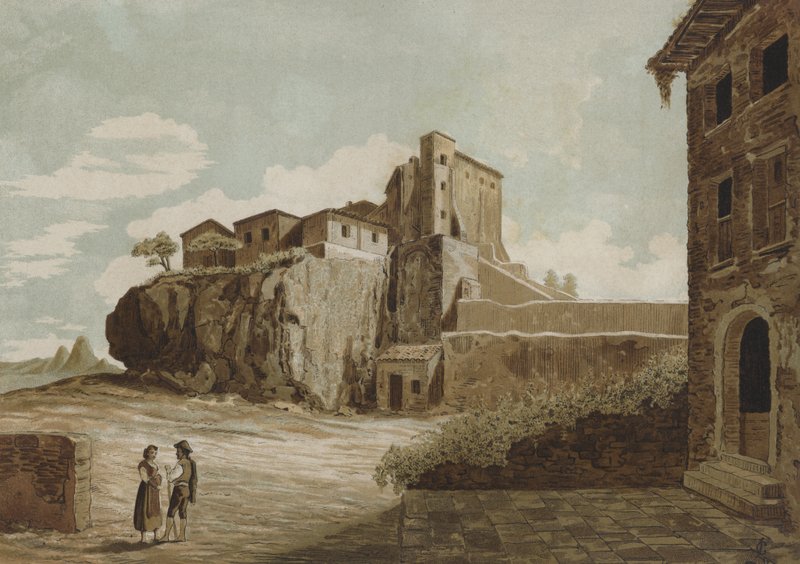 The Tarpeian Rock, Rome by Spanish School