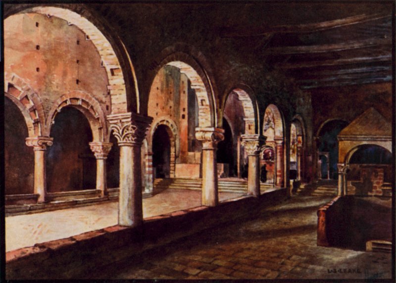 Italian Cathedrals: Toscanella, View Across the Nave of San Pietro by Stafford Leake