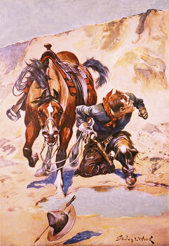 Cowboy pursued by Indians by Stanley L. Wood
