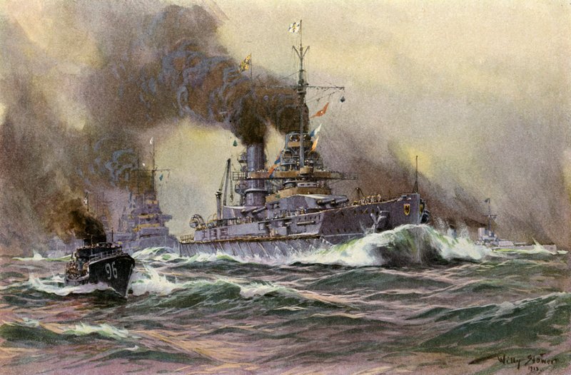German navy ships of the line off Kiel by Willy Stoewer 