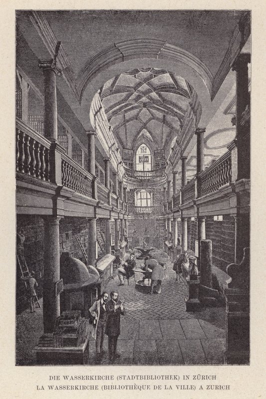 The Wasserkirche, City Library, in Zurich (engraving) by Swiss School