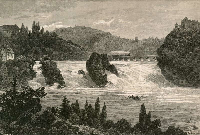 Falls of the Rhine at Schaffhausen by Swiss School