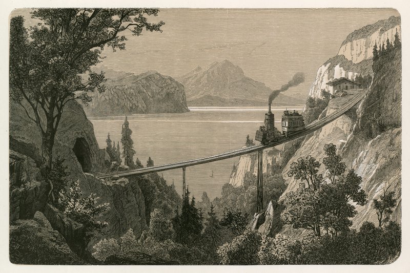 The Rigi Railway, looking towards Mount Pilatus by Swiss School