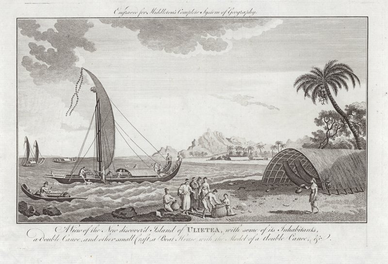 A View of the New Discovered Island of Ulieta with some of the inhabitants by Sydney Parkinson