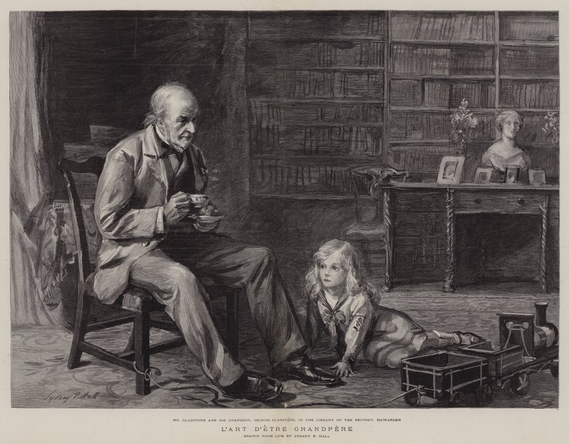 The Art of Being a Grandfather (engraving) by Sydney Prior (after) Hall