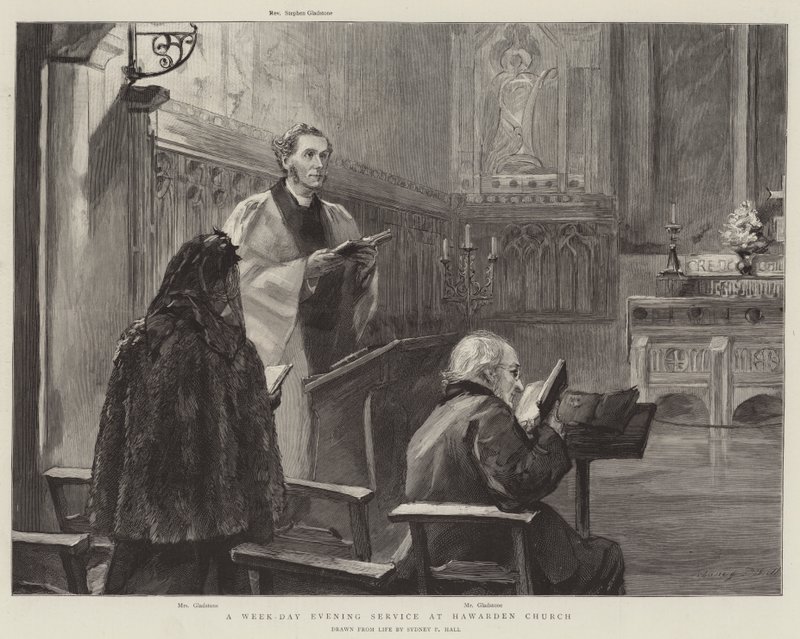 A Week-Day Evening Service at Hawarden Church by Sydney Prior Hall